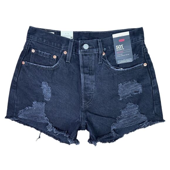 Levi’s 501 High Rise Distressed Denim Cut Off  Shorts - Size 27 - Picture 1 of 6